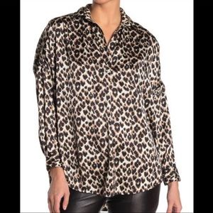French Connection Rhodes Leopard Print Satin Top